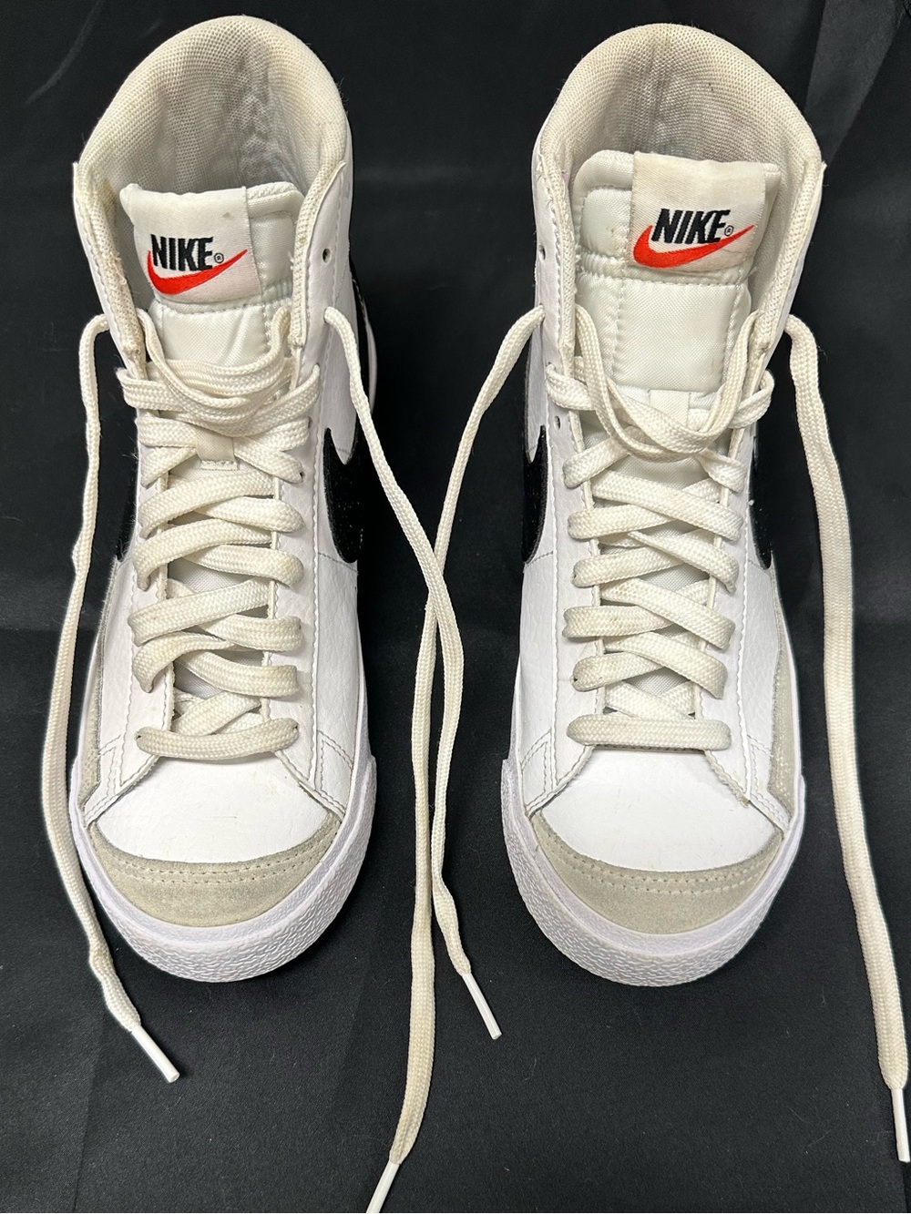 Nike Men’s White/Black High-Top Sneakers with Orange Logo